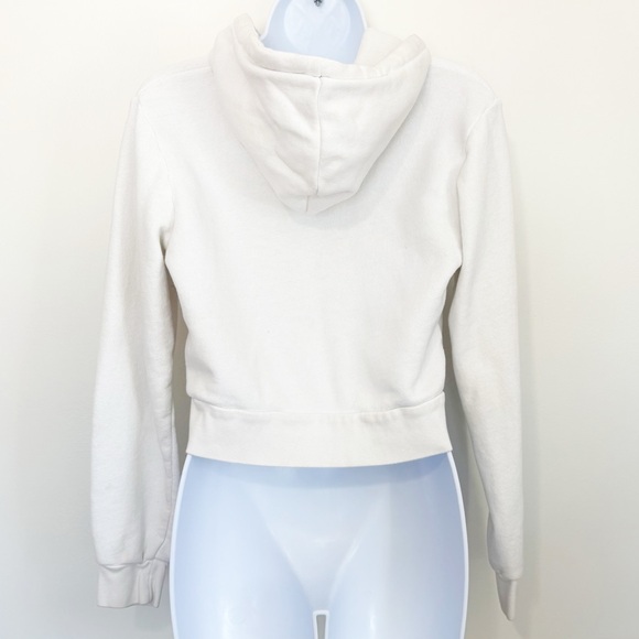 BRANDY MELVILLE Cropped Zip Up Hoodie White One Size Full Zip - Picture 3 of 9